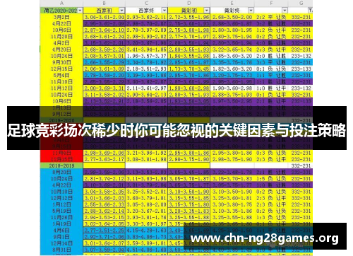 足球竞彩场次稀少时你可能忽视的关键因素与投注策略 足球竞彩场次稀少时你可能忽视的关键因素与投注策略